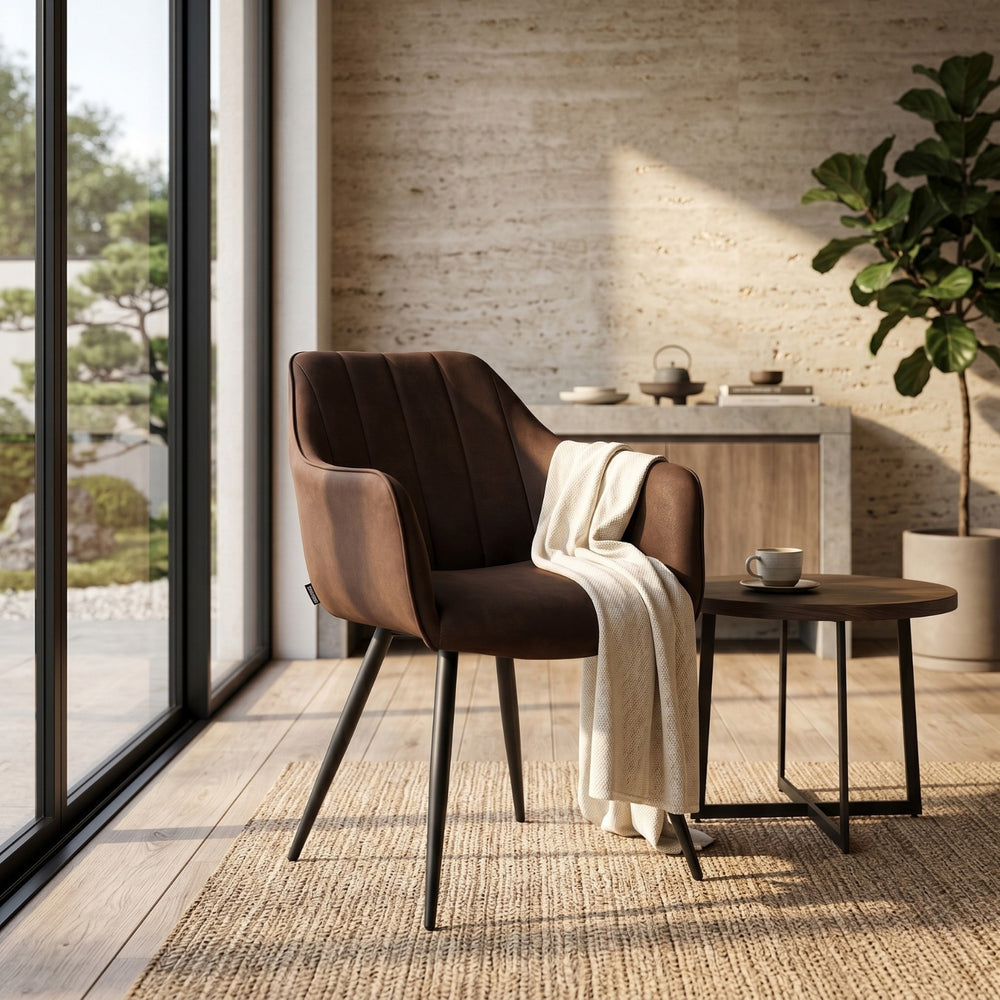 Chaise de salle à manger Verto - Microfibre Marron