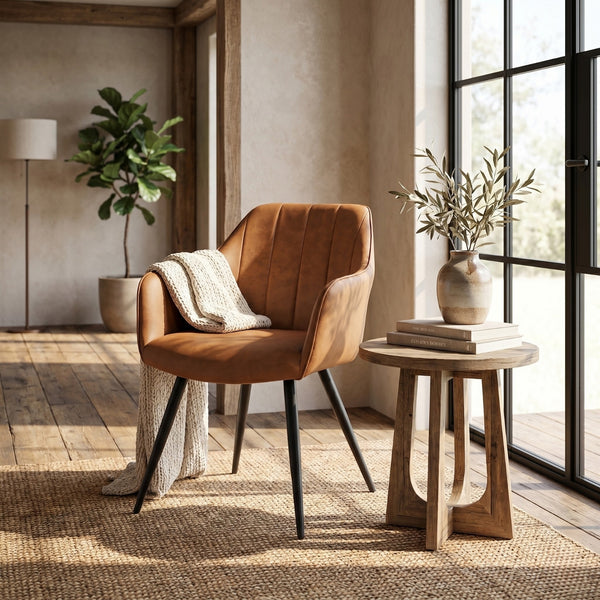 Verto Eetkamerstoel - Cognac Microfiber