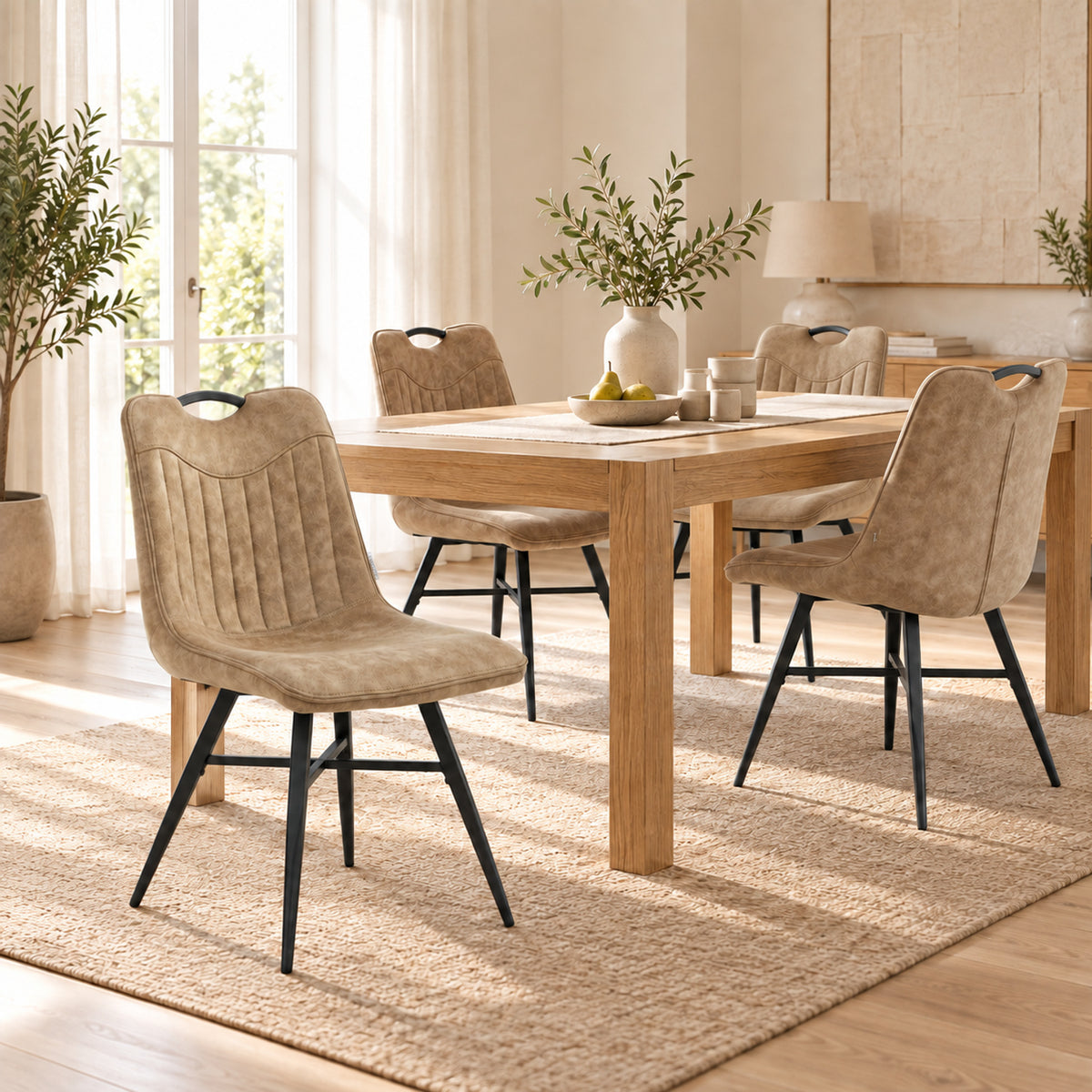 Verty Eetkamerstoel - Beige Microfiber