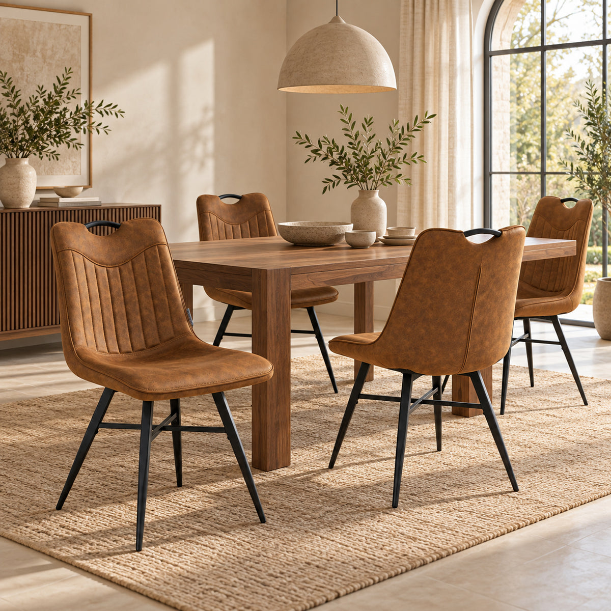 Verty Sedia Da Pranzo - Microfibra Cognac