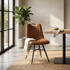 Chaise de salle à manger Verty - Cognac Pu