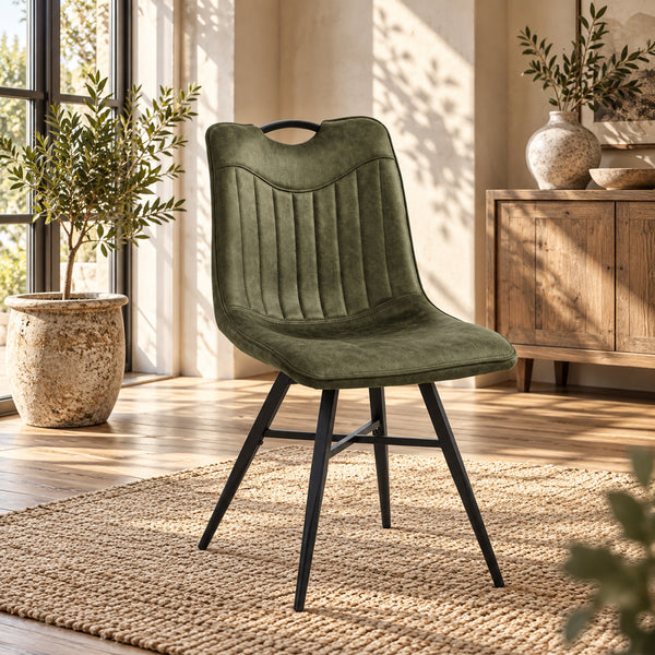 Chaise de salle à manger Verty - Microfibre verte