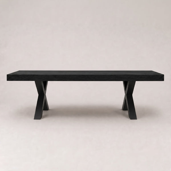 Table à manger à chevrons Noir 180x98 cm – Finition mate robuste – Pieds en X noirs