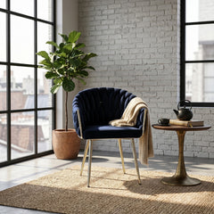 Wave Dining Chair – Black Velvet – Gold Legs