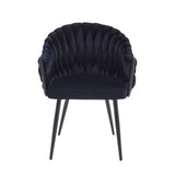 Wave Esszimmerstuhl – Schwarz – Samt – Schwarze Beine
