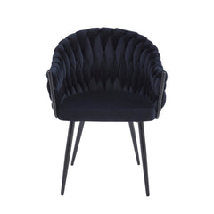 Wave Eetkamerstoel - Zwart Velvet - Zwarte Poten