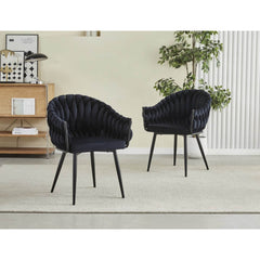 Wave Eetkamerstoel - Zwart Velvet - Zwarte Poten