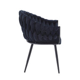 Wave Esszimmerstuhl – Schwarz – Samt – Schwarze Beine