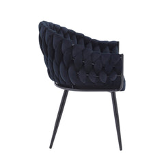 Wave Eetkamerstoel - Zwart Velvet - Zwarte Poten
