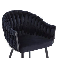 Wave Eetkamerstoel - Zwart Velvet - Zwarte Poten