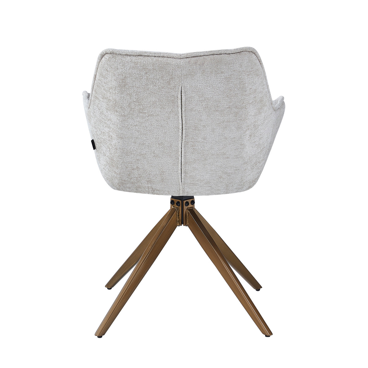 Yasmin Esszimmerstuhl - Beige Chenille - Goldene Beine - 180° drehbar