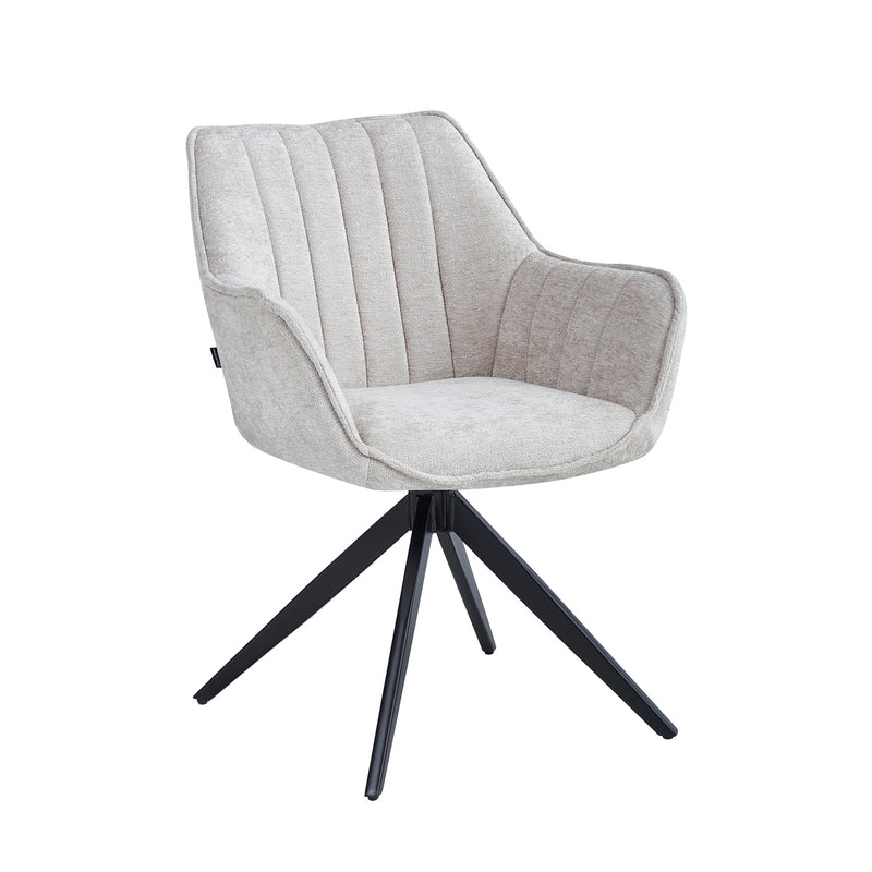 Yasmin Esszimmerstuhl - Beige Chenille - Drehbar 180°