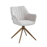 Yasmin Esszimmerstuhl - Beige Chenille - Goldene Beine - 180° drehbar