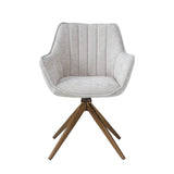 Yasmin Esszimmerstuhl - Beige Chenille - Goldene Beine - 180° drehbar