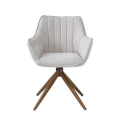 Yasmin Sedia Da Pranzo - Ciniglia Beige - Gambe Dorate