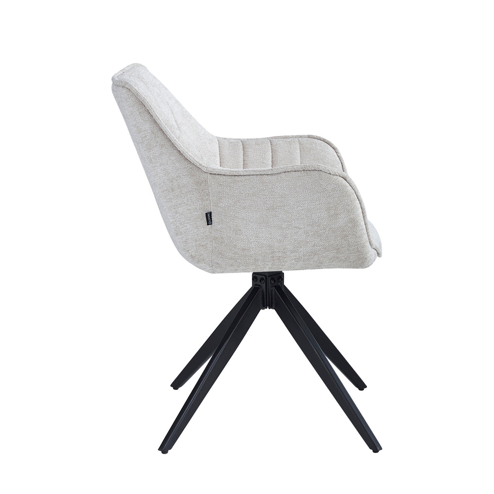 Yasmin Esszimmerstuhl - Beige Chenille - Drehbar 180°