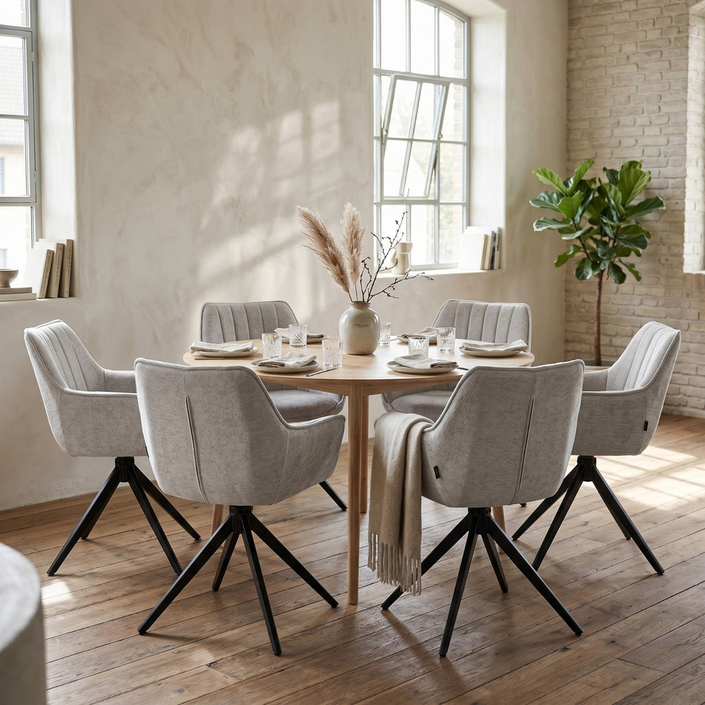 Yasmin Esszimmerstuhl - Beige Chenille - Drehbar 180°