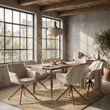 Yasmin Esszimmerstuhl - Beige Chenille - Goldene Beine - 180° drehbar