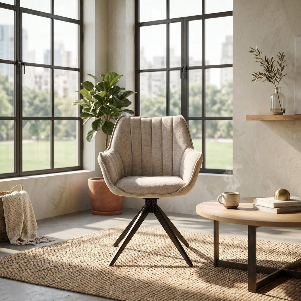 Yasmin Esszimmerstuhl - Taupe Chenille - Drehbar 180°