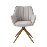 Yasmin Esszimmerstuhl - Taupe Chenille - Goldene Beine - 180° drehbar