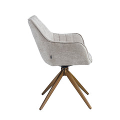 Yasmin Eetkamerstoel - Taupe Chenille - Gouden Poten - Draaibaar - 180°