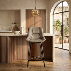 Zera Bar Stools - Beige Microfiber