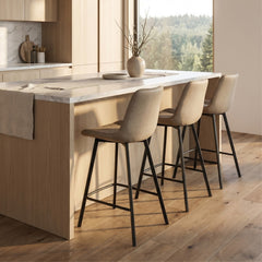 Zera Bar Stools - Beige Microfiber