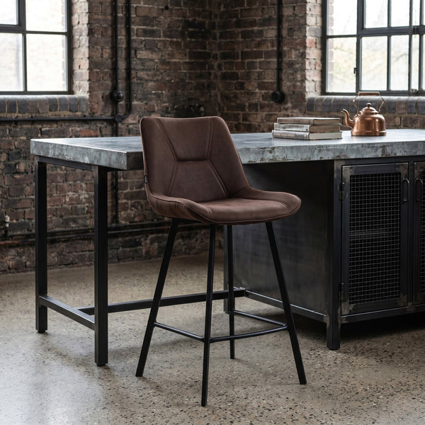 Tabourets de bar Zera - Microfibre Marron