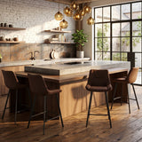 Tabourets de bar Zera - Microfibre Marron