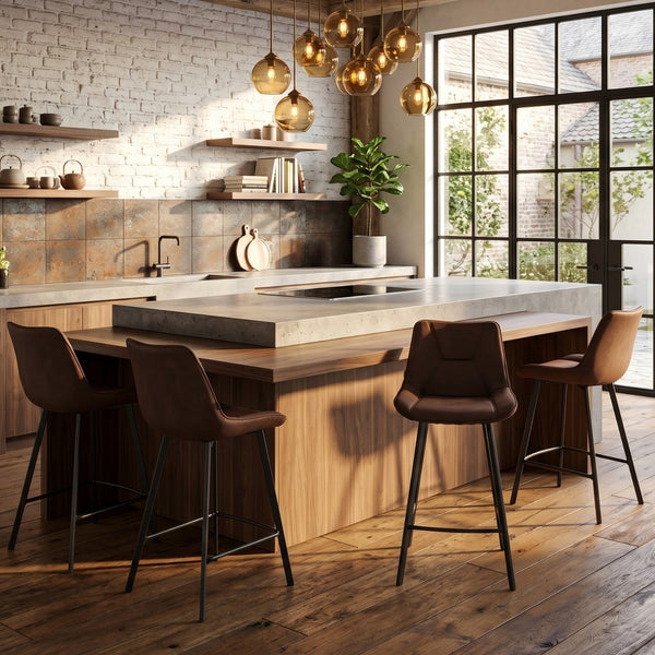 Tabourets de bar Zera - Microfibre Marron
