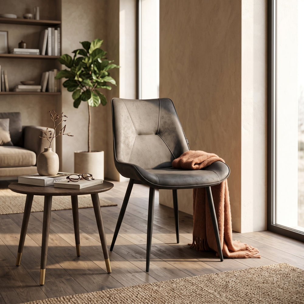 Zerda Dining Chair - Anthracite Microfiber