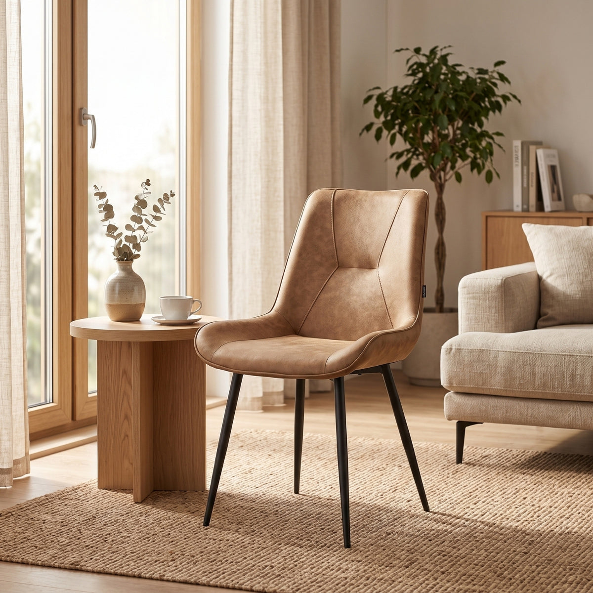Zerd a Dining Ch air - Beige  Microfiber 