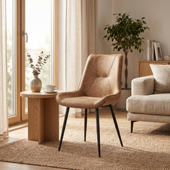 Zerda Eetkamerstoel - Beige Microfiber