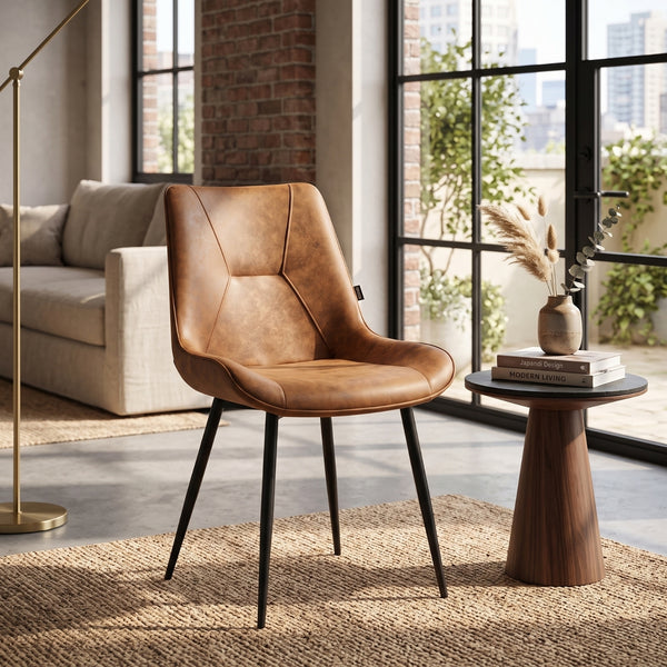 Zerda Eetkamerstoel - Cognac Microfiber