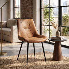 Zerda Eetkamerstoel - Cognac Microfiber